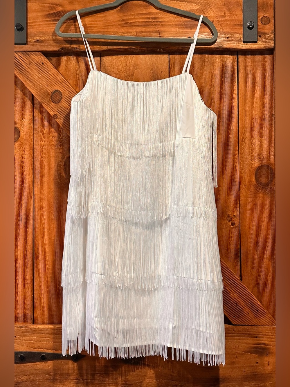 White Tassel Flapper Spaghetti Strap Dress Sz XL Women’s NEW!